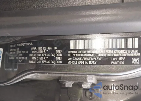 2021 Jeep Renegade Latitude Fwd из США, поврежденный, VIN ZACNJCBB8MPM24736